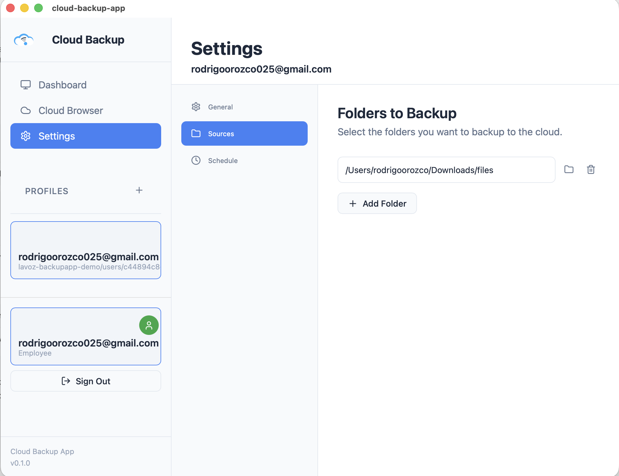Cloud Backup Dashboard